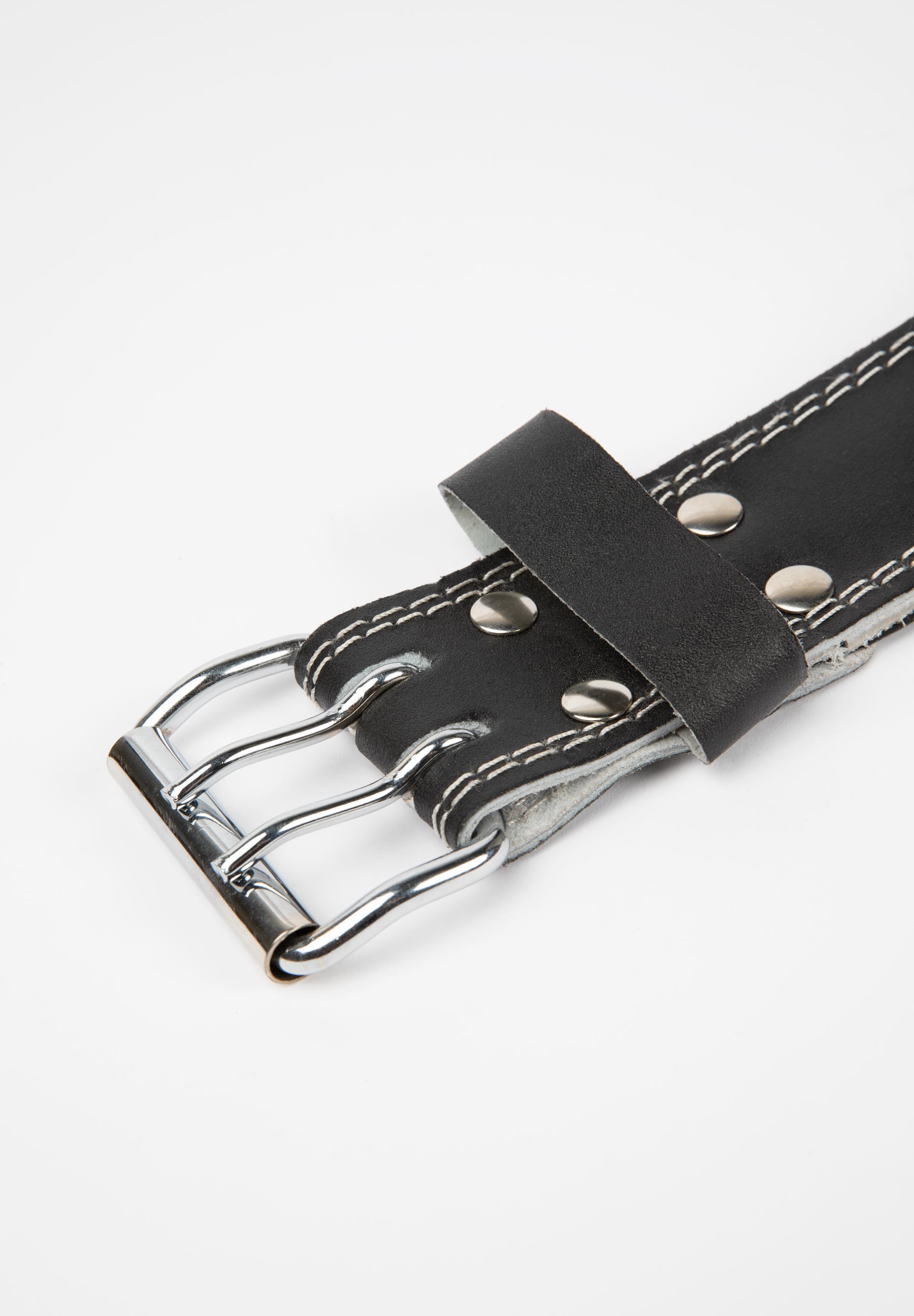 6 Inch Padded Leather Belt, black/black - 5