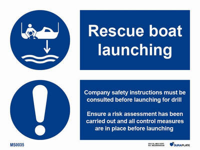 IMO-sign "Rescue boat launching procedure" - IMPA 33.5110