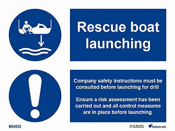 IMO-sign "Rescue boat launching procedure" - IMPA 33.5110
