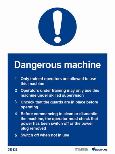 IMO-skylt "Dangerous machine safety instructions" - IMPA 33.5757