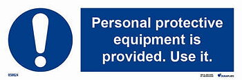 IMO-skylt "Personal protective equipment is provided. Use it." - IMPA 33.5678