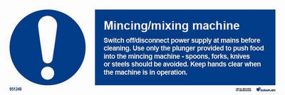 IMO-skylt "Mincing/mixing machine safety instructions" - IMPA 33.5753