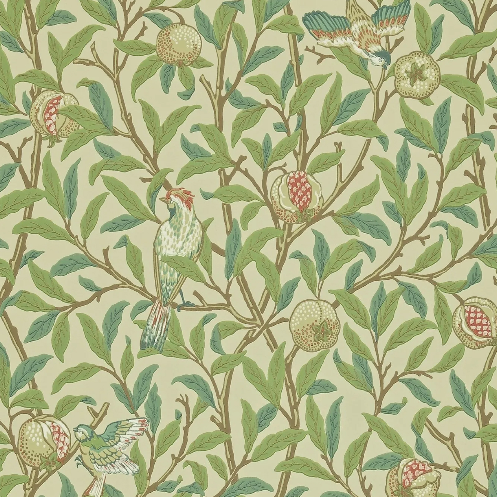TAPET BIRD & POMEGRANATE, Bayleaf/Cream