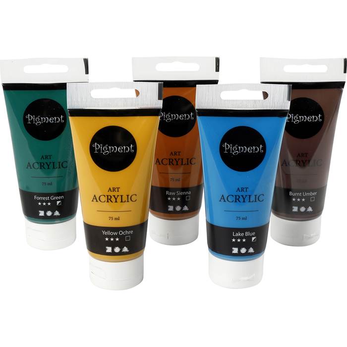 Akrylfärg Pigment natur 5x75ml - 2