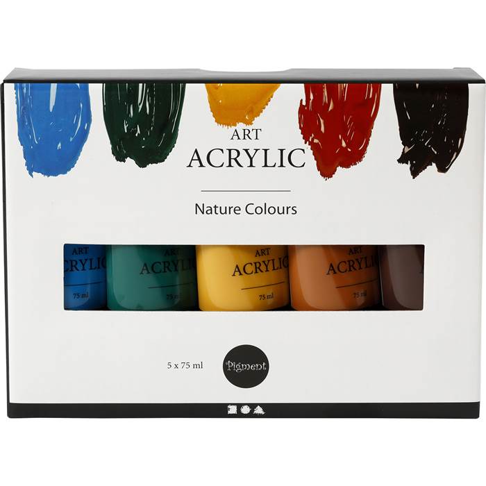 Akrylfärg Pigment natur 5x75ml - 3