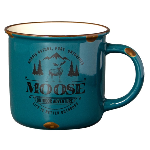 Mugg Stengods Moose Outdoor  Petrol