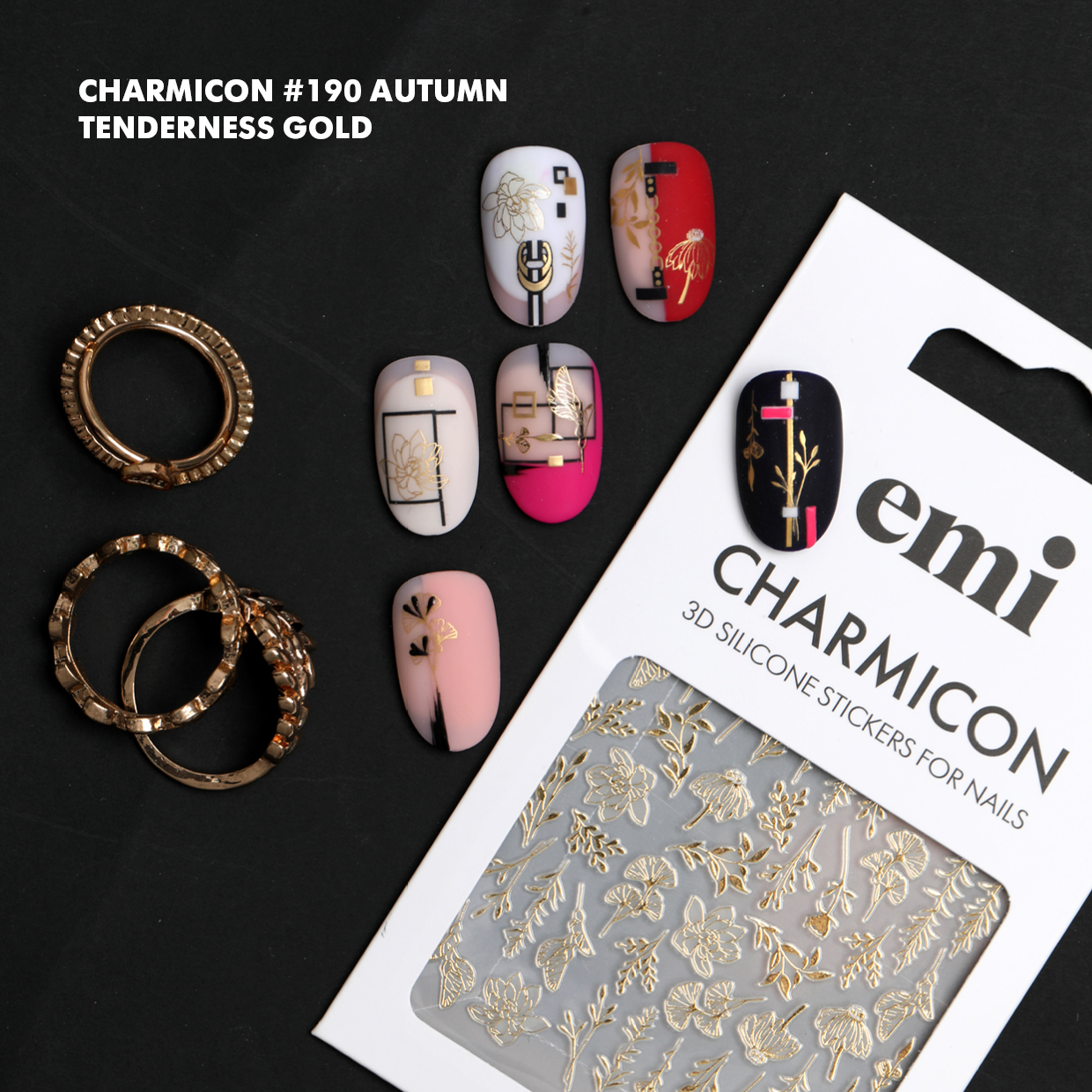 Charmicon 3D Silicone Stickers #190 Autumn Tenderness_Gold - 2