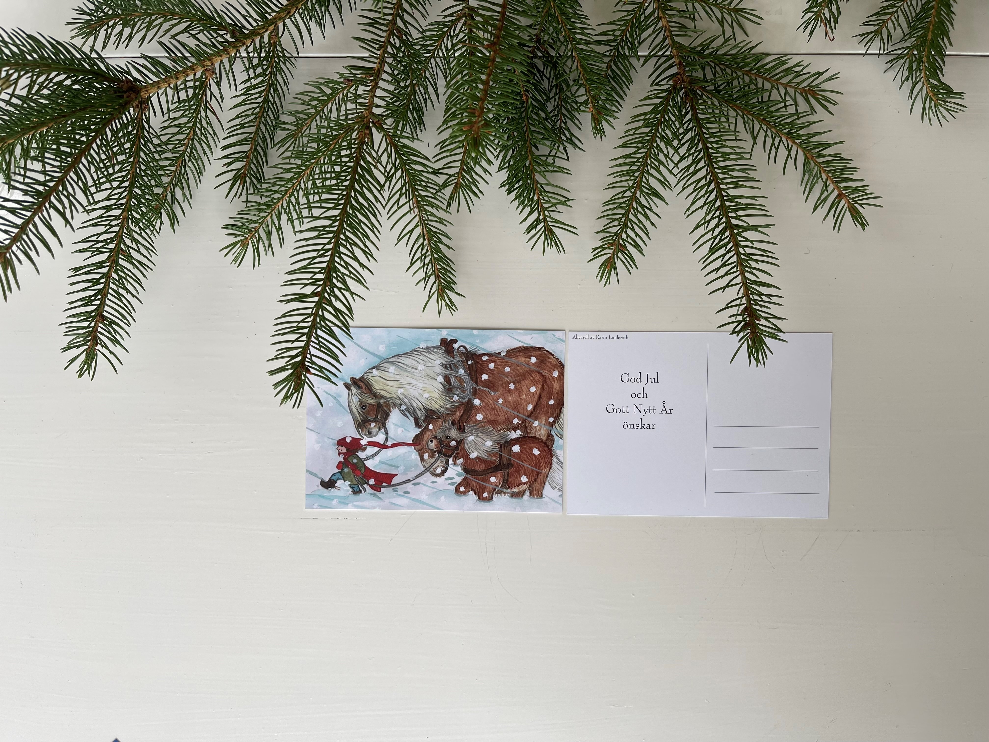 Julkort "På väg till tomten"  - 2