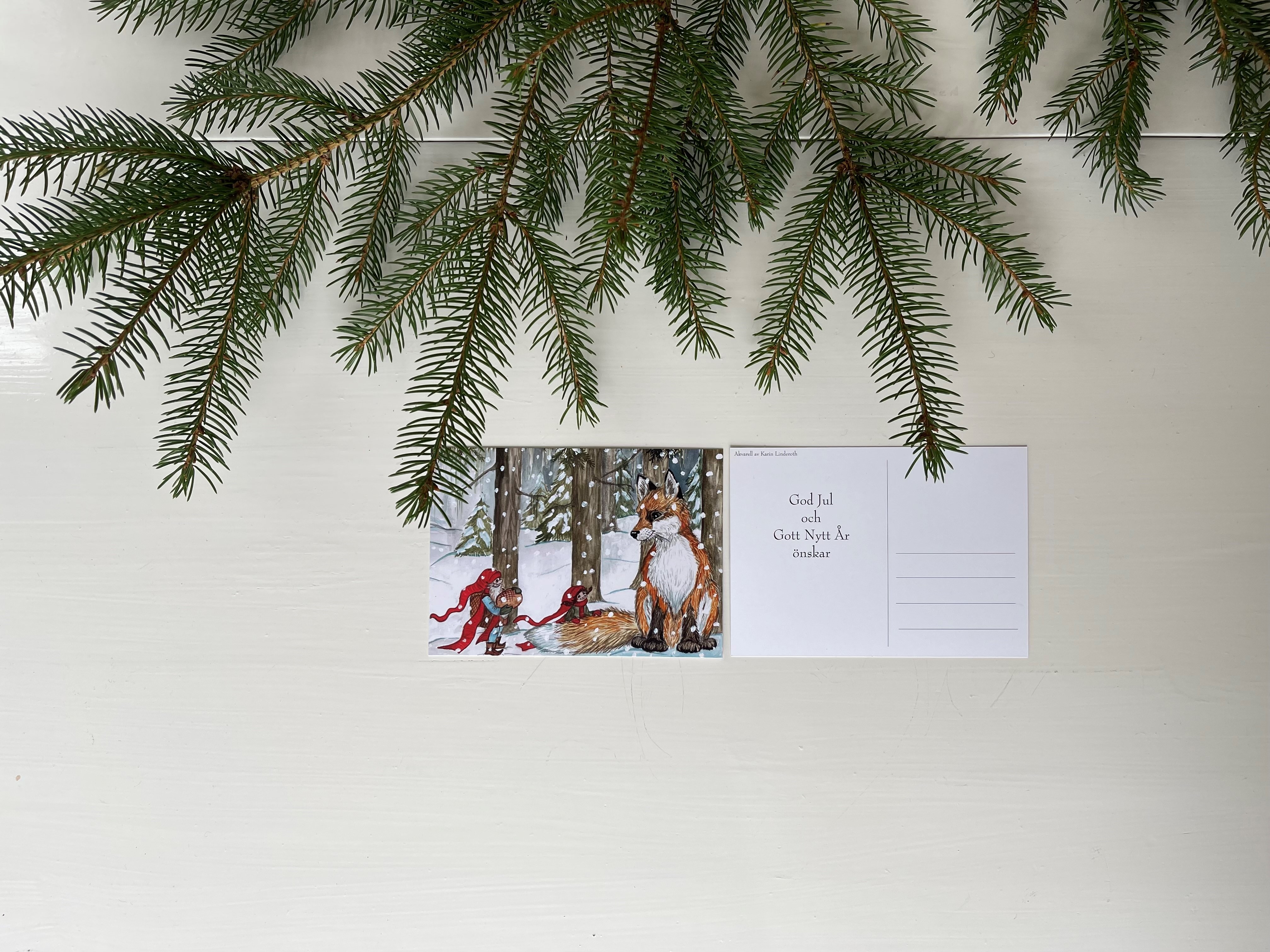 Julkort "Jul hos räven" - 2