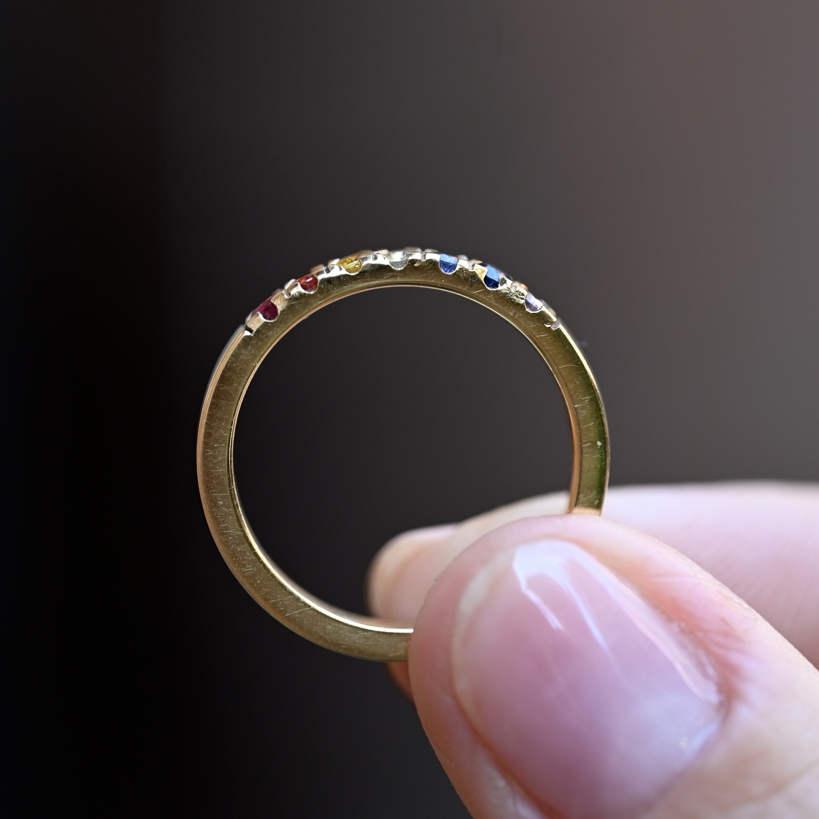 Ring Greta handgjord rubin safirer guld 18 karat - 3