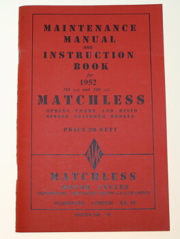 Instruktionsbog Matchless 1952 350/500 cc