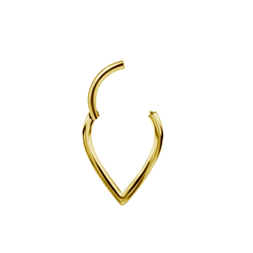 Oval clicker i guld och kirurgiskt stål till smiley, helix eller din örpiercing i örsnibben