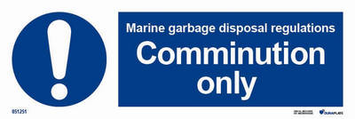 IMO-sign "Marine garbage dispsosal regulations - comminution only" - IMPA 33.5694