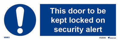 IMO-sign "This door to be kept locked on security alert" - IMPA 33.5824