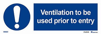 IMO-skylt "Ventilation to be used prior to entry" - IMPA 33.5852