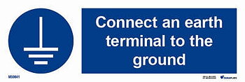 IMO-sign "Connect an earth terminal to the ground"