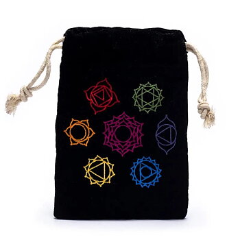 Fodrad påse med broderade Chakra Symboler
