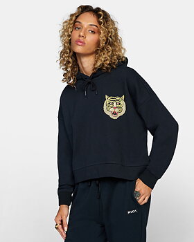RVCA Women Matt Leines Tiger Face Hoodie True Black