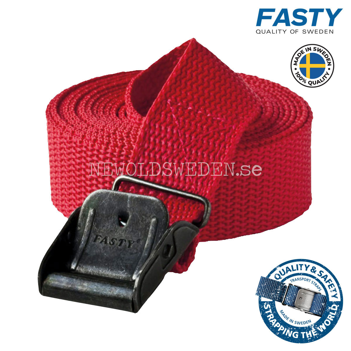 SPÄNNREM 2 meter x 20 mm Röd 300 kg FASTY - 6