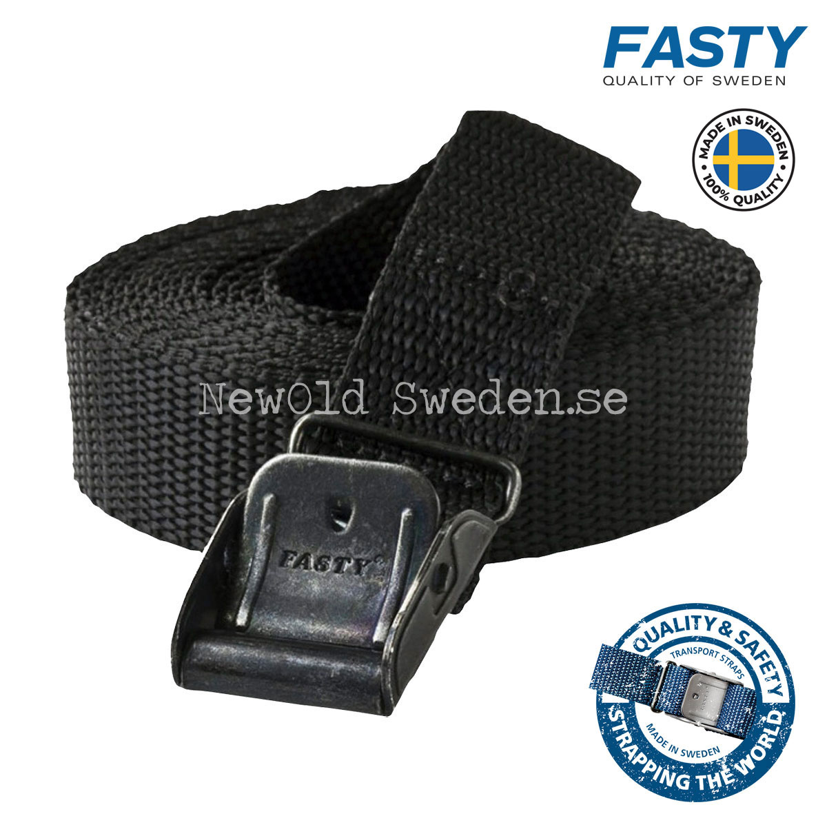 SPÄNNREM 3 meter x 25 mm Svart 400 kg FASTY - 3