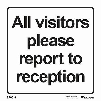 "All visitors please report to reception" skylt - IMPA 33.2924