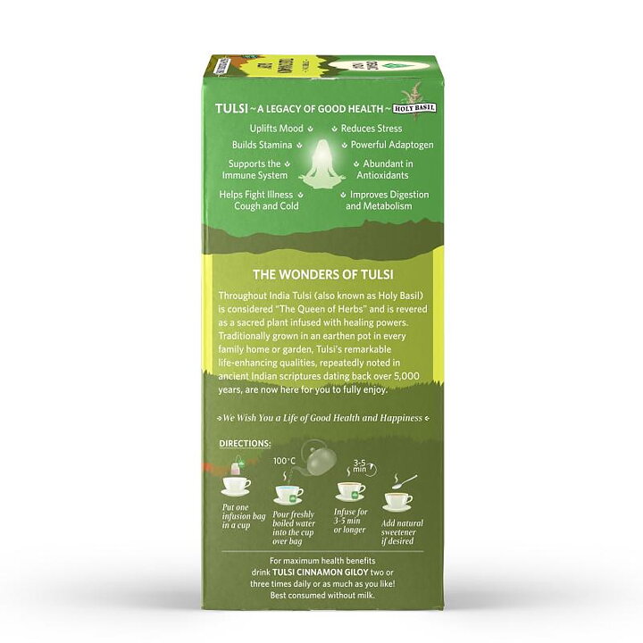 Tulsi Cinnamon Giloy Eko., 25 tepåsar Organic India
