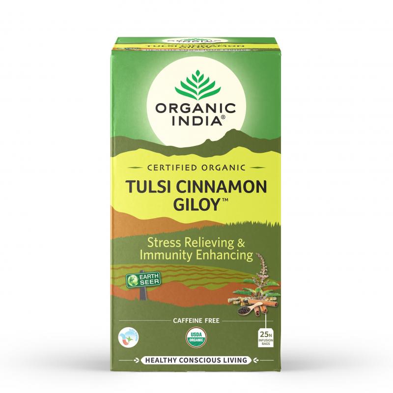 Tulsi Cinnamon Giloy Eko., 25 tepåsar Organic India
