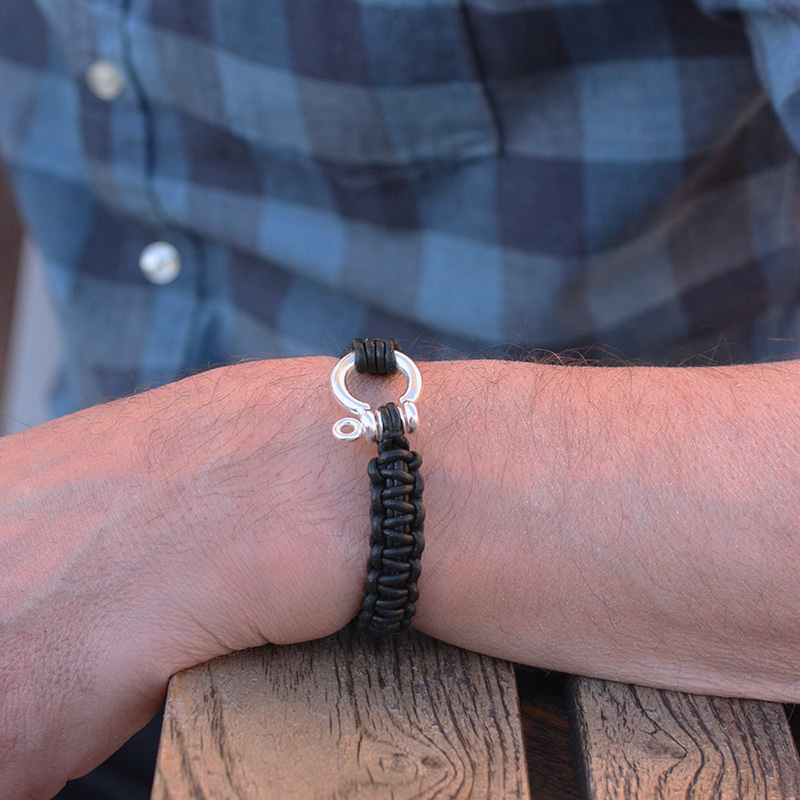 Lyrschackel large - armband i silver och skinn - 4