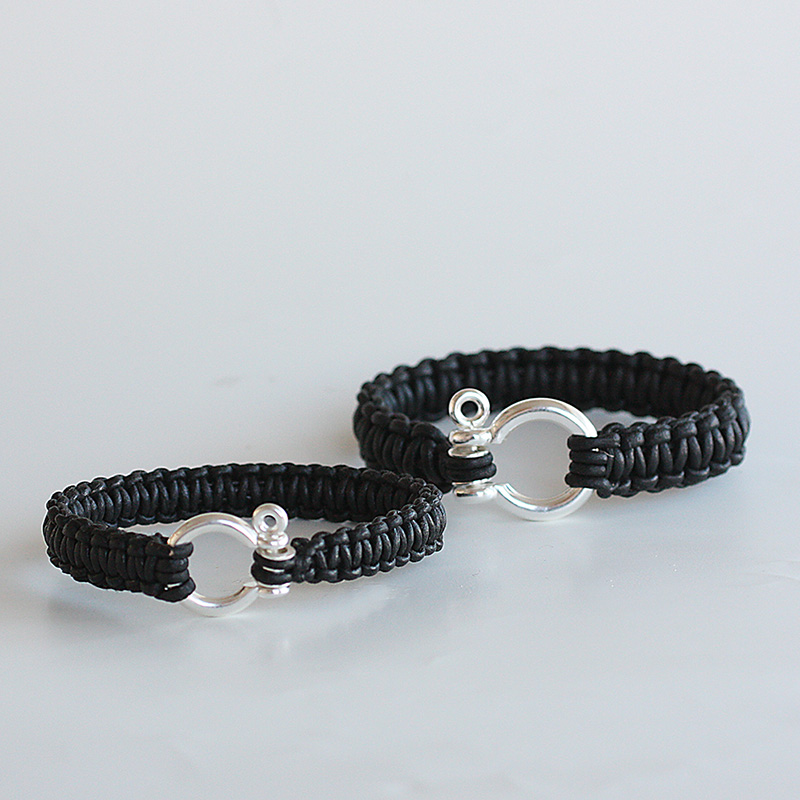 Lyrschackel large - armband i silver och skinn - 3