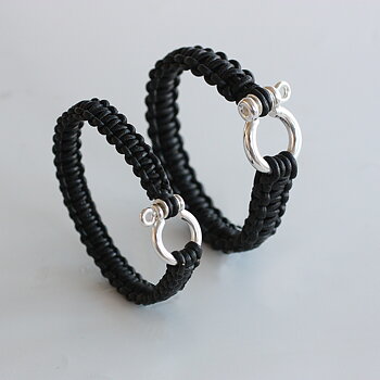 Lyrschackel large- bracelet in leather with sterling silver clasp