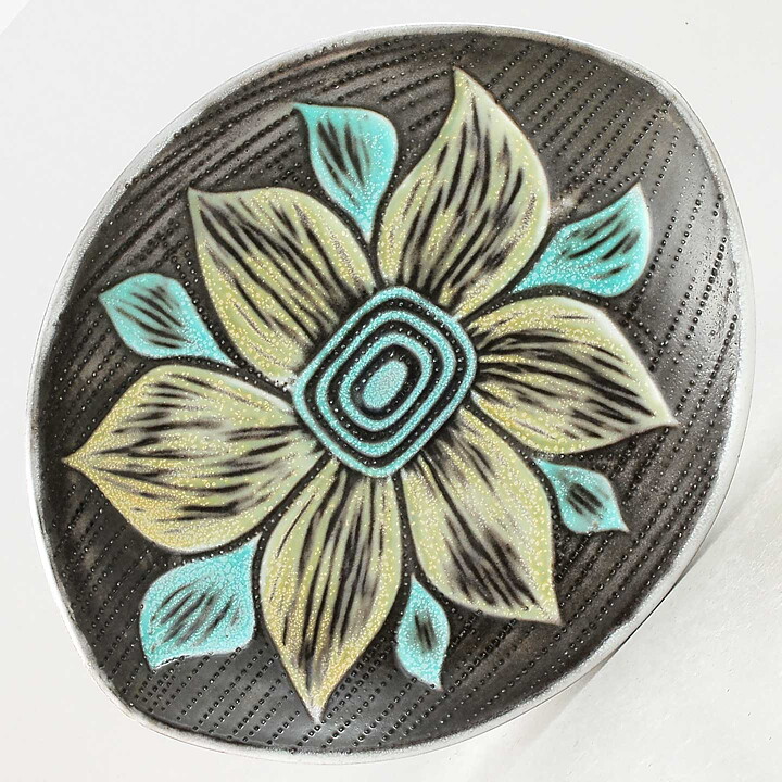 マリ・シムルソン Solblommaシリーズ　お花の楕円のお皿  (22cm)  1961年