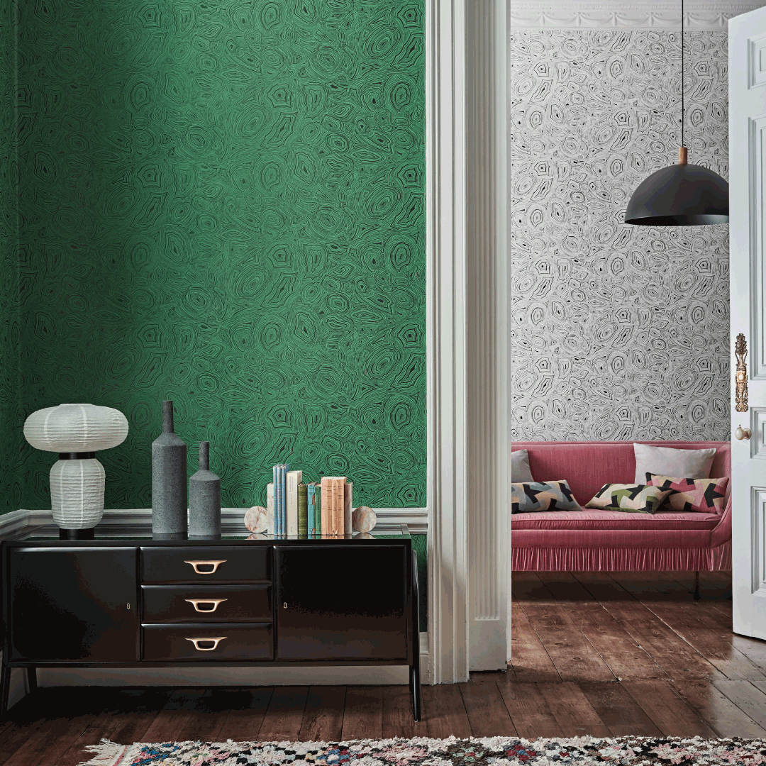 TAPET MALACHITE, smaragd & black