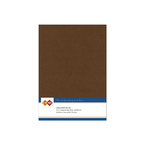 Card Deco Linen - A5 - Chocolate Brown 10-p
