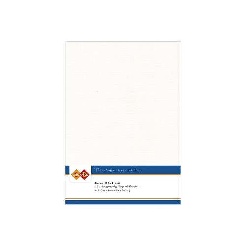 Card Deco Linen - A5 - Off-White 10-p