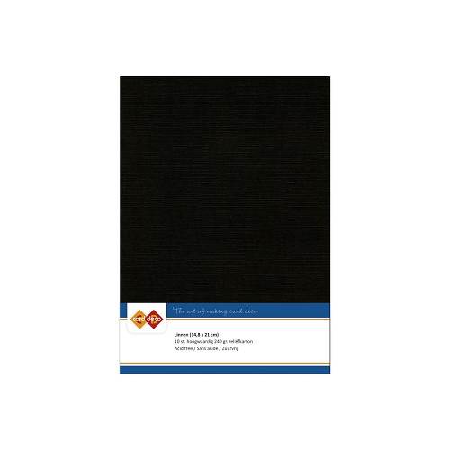 Card Deco Linen - A5 - Black 10-p