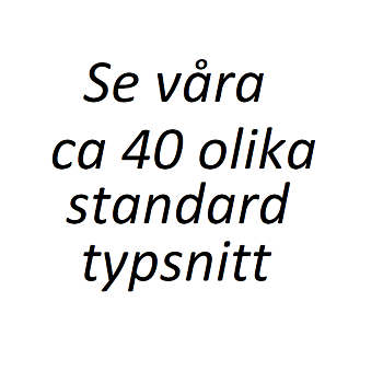 Klisterdekal Se olika typsnitt för texter till transport hästbil skyltar från 3 till 55 cm på höjden.