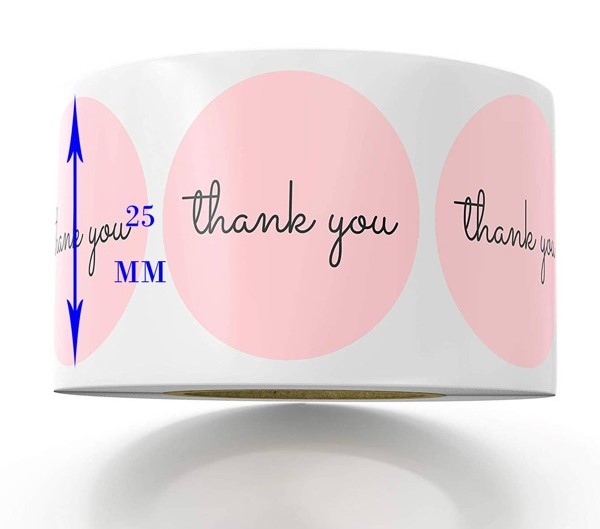 Etikett   "Thank you" , pink   20pcs