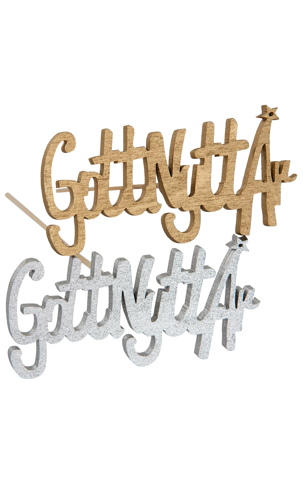Happy New Year/Stick Gold & Silver 8x4 cm - 2-pack