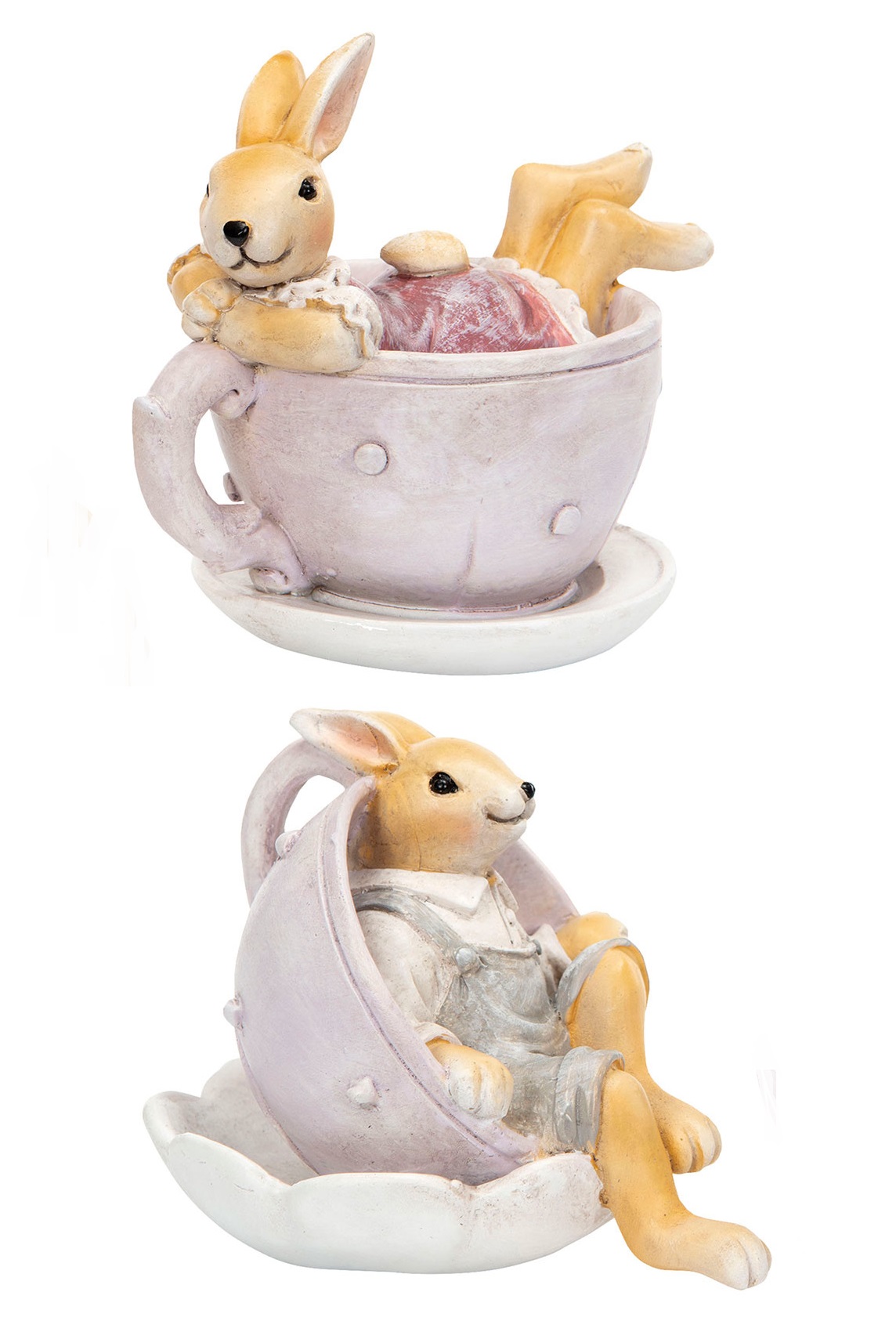 Rabbits in coffee cup - 9x7x7 cm - 2-pack - 2