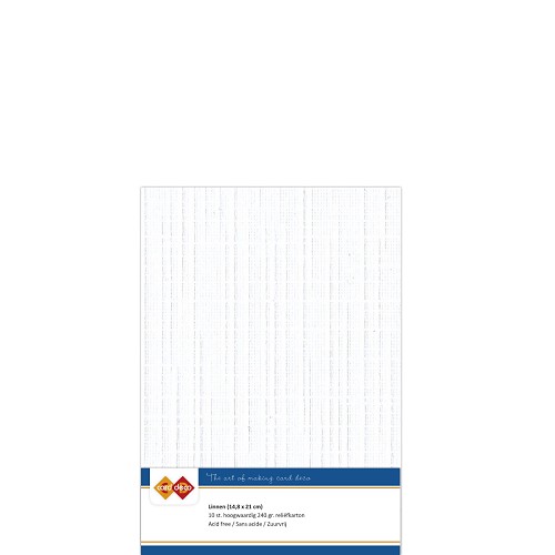 Card Deco Linen - A5 - White 10-p