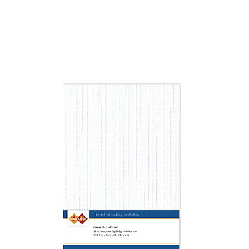 Card Deco Linen - A5 - White 10-p
