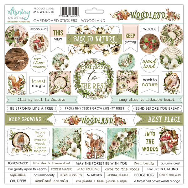 Mintay - Stickers på Chipboard - Woodland 12x12"