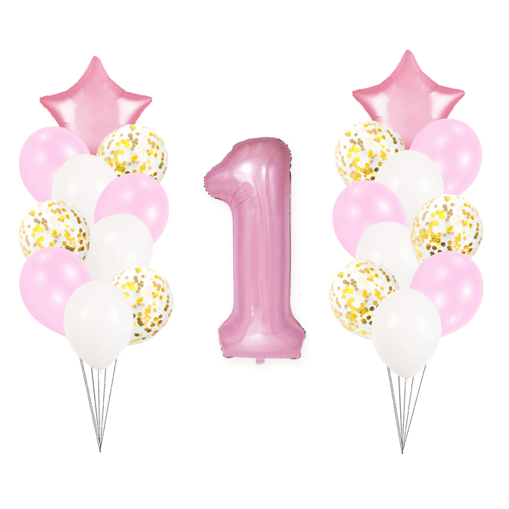 Ballongbukett 1-årskalas Rosa