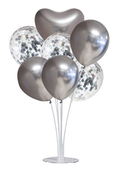 Ballongbukett 7-pack Hjärta Silver