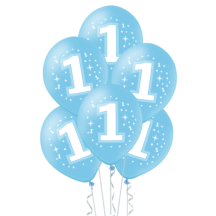 Ballonger 6-pack Siffra 1 Blå