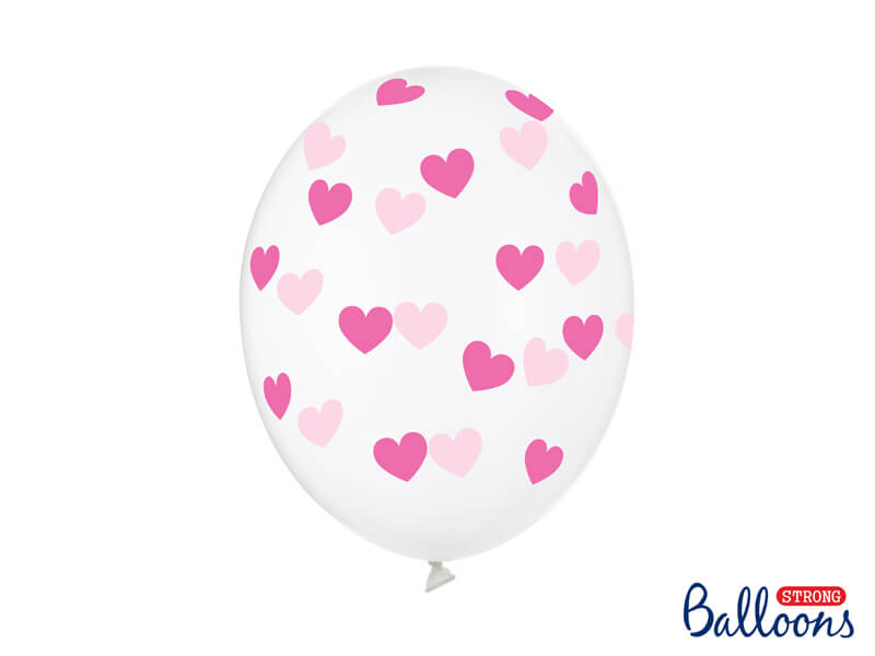 Ballonger  Fuchsia hjärtan 6-pack
