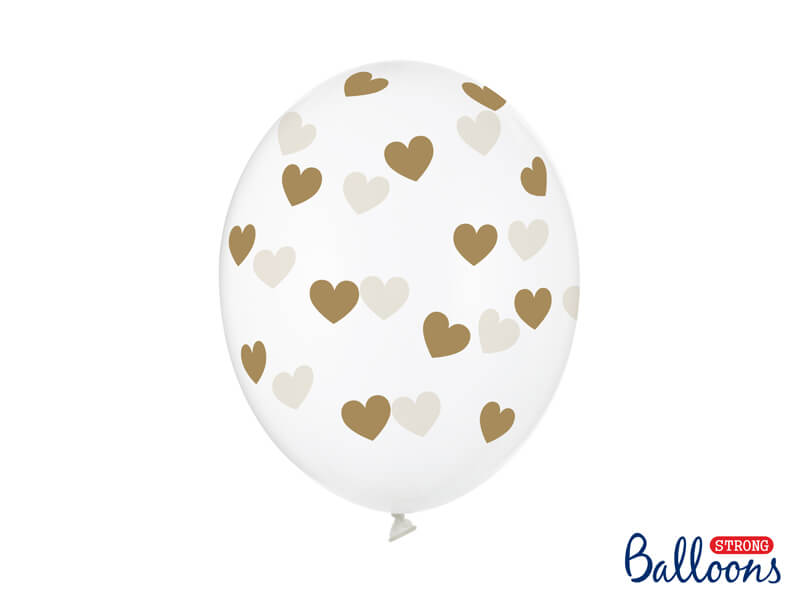 Ballonger 6-pack 30 cm Guld hjärtan