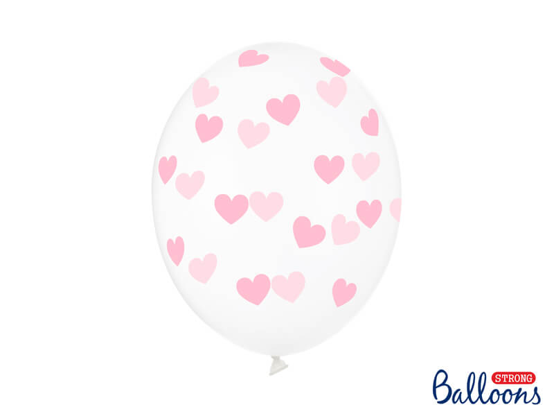 Ballonger 6-pack 30 cm Ljusrosa hjärtan