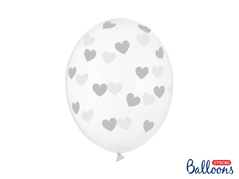 Ballonger Silver hjärtan 6-pack