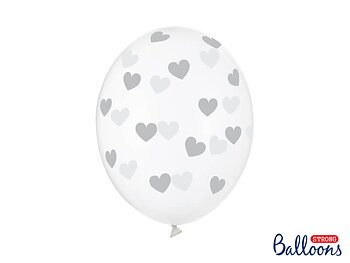 Ballonger Silver hjärtan 6-pack